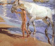 Joaquin Sorolla Horse bath painting